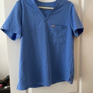 Figs Catarina 1 Pocket Scrub Top, Large, Ceil Blue